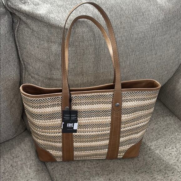 NWT Frye Melissa Straw Shopper Tote Handbag - Picture 1 of 5